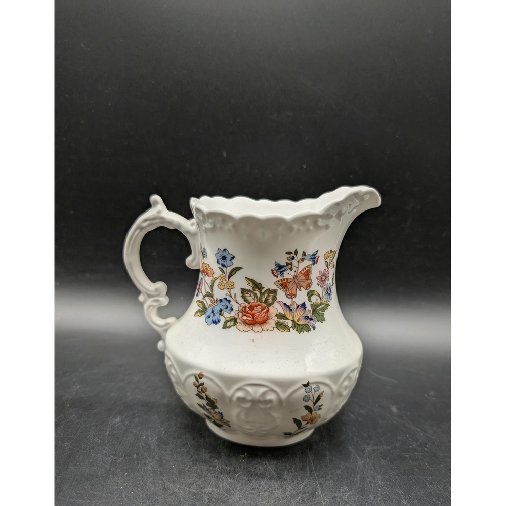Aynsley Cottage Garden Fine Bone China Creamer Milk Jug Floral Butterfly England